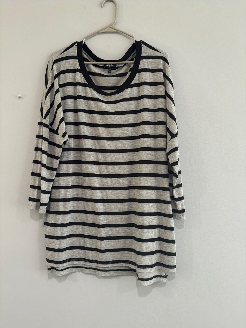 Express Black & White Striped Long Sleeve Tee